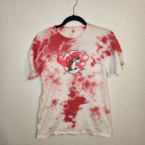 Buc-ee’s Adult LG Red White Tie Dye Valentines Day Graphic T-shirt M